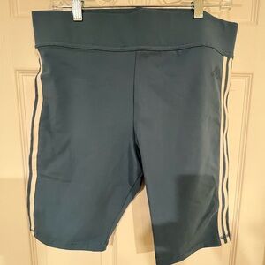 Adidas Women's Blue Athletic Shorts with Side Stripes, Size XL, Form Fitting